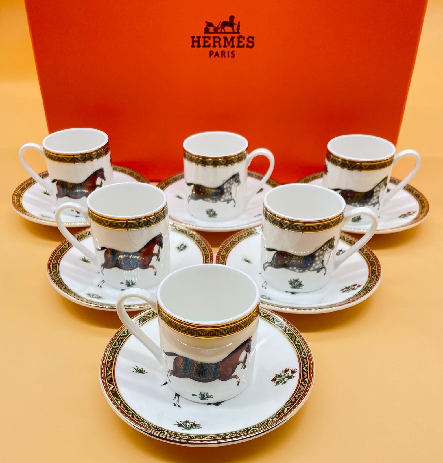 Hermes Horse Turkish coffee set of six